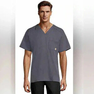 Carhartt Short Sleeve Pewter Scrub Top  Size Small